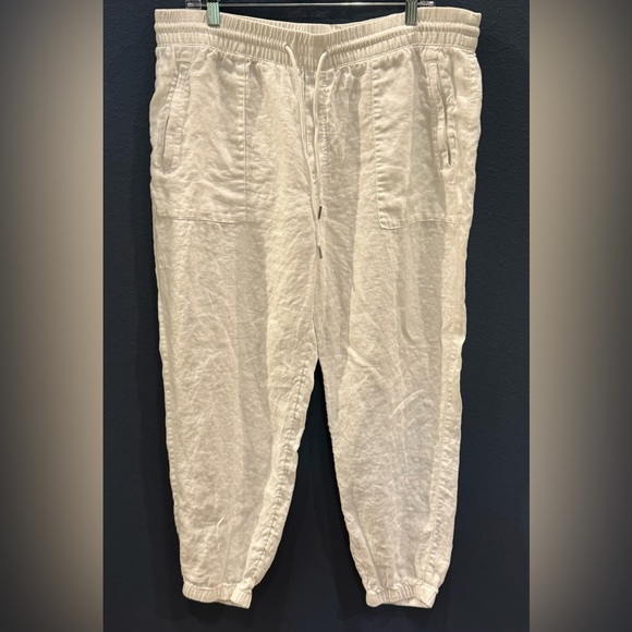 Athleta Cabo Linen Jogger Pants Tapered Calla Lily White Women’s Plus Size 16 - Picture 3 of 6